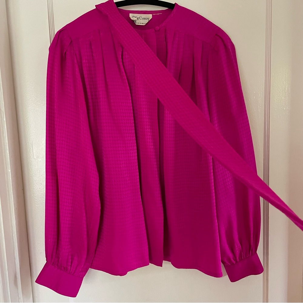 Oleg Cassini vintage silk pleated blouse